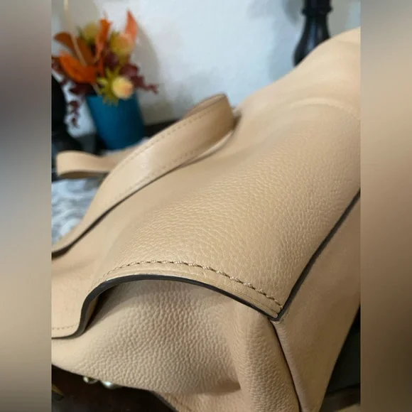 COACH Tan Natural Calf Leather Dufflette Crossbody Bag,Dark Nickel Tone hardware - Picture 9 of 16